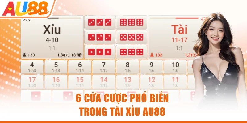 6 cửa cược phổ biến trong Tài Xỉu AU88