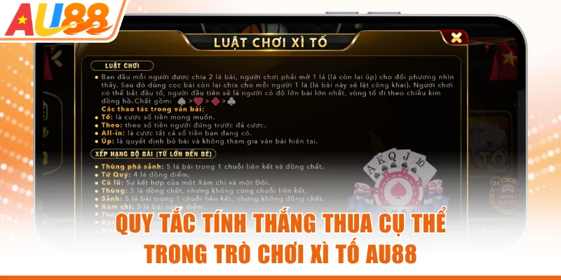 Quy tắc tính thắng thua cụ thể trong trò chơi Xì Tố AU88
