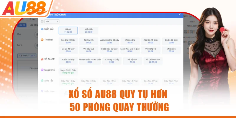 Xổ số AU88 quy tụ hơn 50 phòng quay thưởng